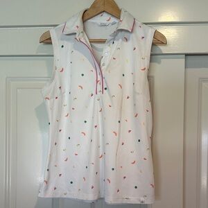 Lady Hagen White Tank Top with Multicolor Accents